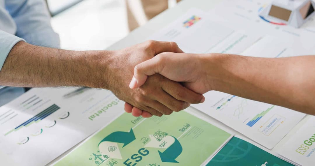 Closeup,Asia,Businesspeople,Shaking,Hands,Over,Esg,Strategic,Commitment,Workshop,